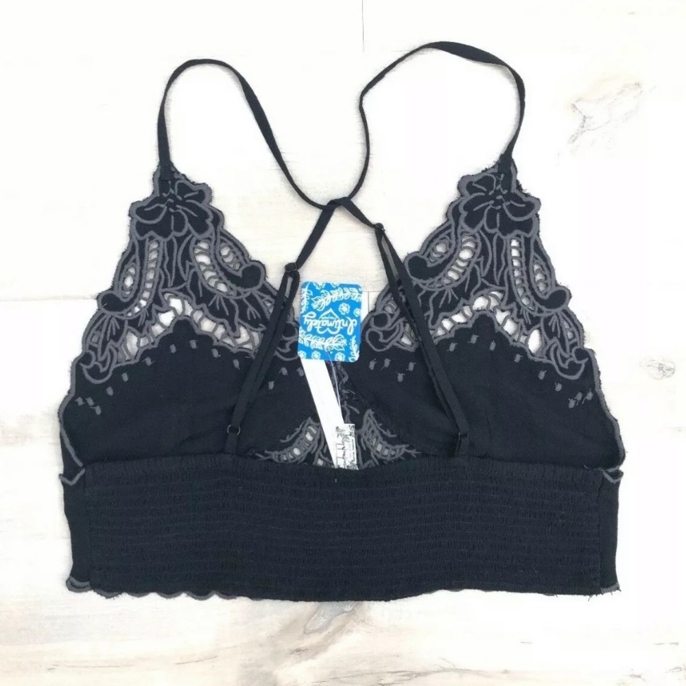 Free People Ezra Bralette Bra Embroidered Scallope - Picture 4 of 8